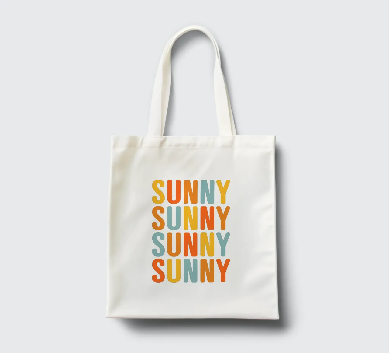 Typographic Sunny Repeat • Yellow Blue Orange tote bag by Dominique Vari Words