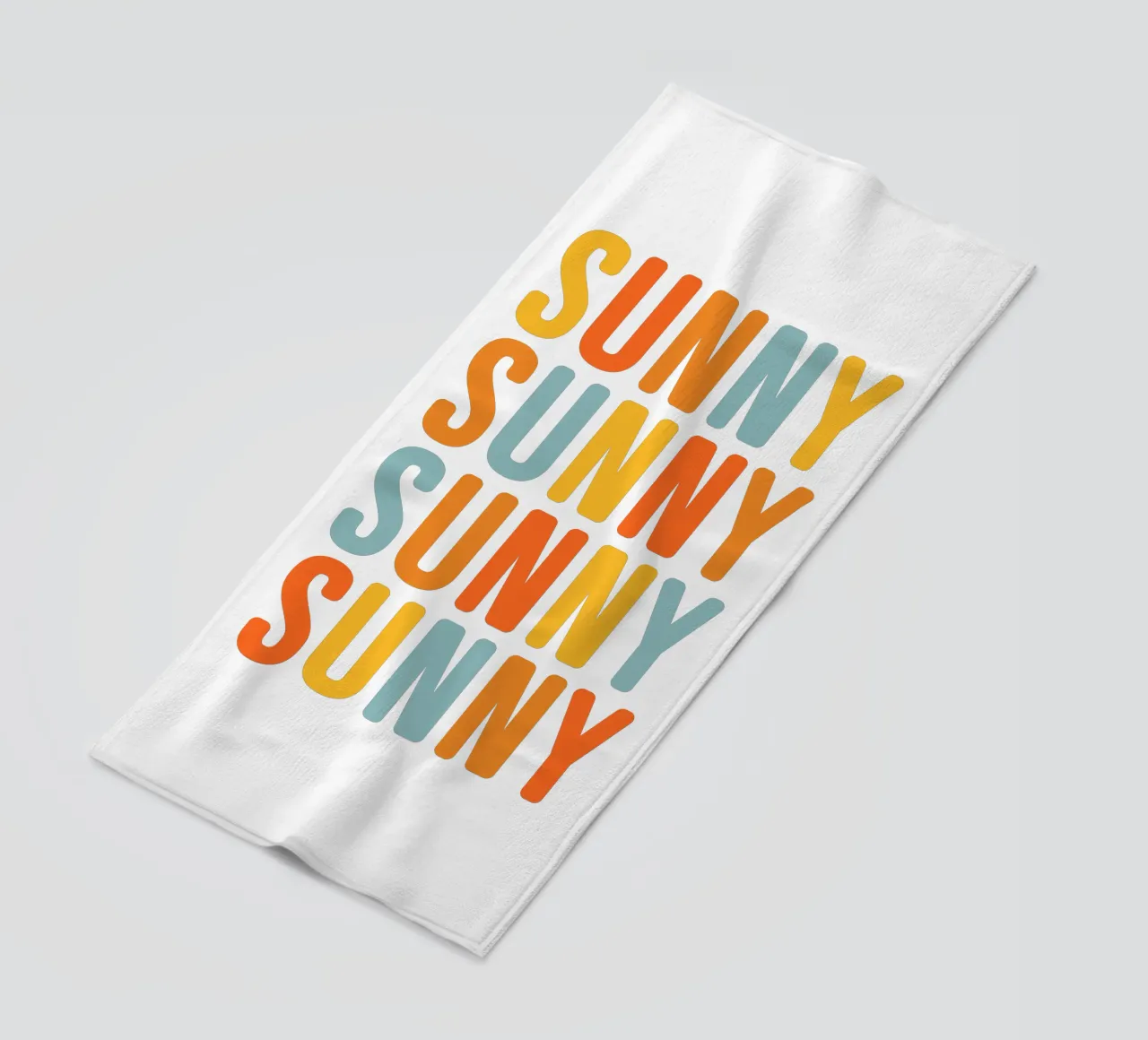 Répétition typographique ensoleillée - Jaune Bleu Orange serviette de plage de Dominique Vari Words