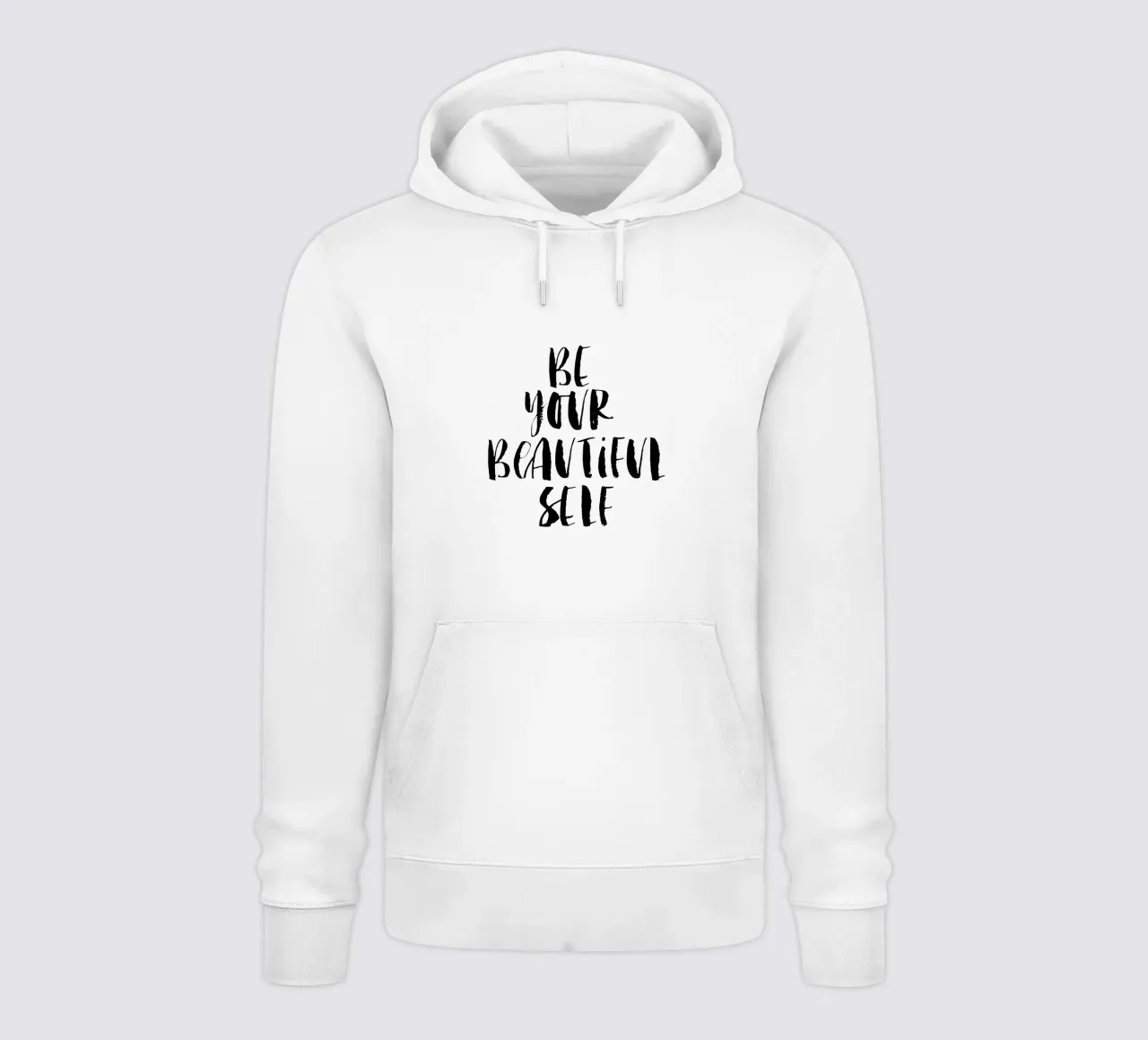 Be Your Beautiful Self Design tipografico in bianco e nero felpa con cappuccio da THE MOTIVATED TYPE