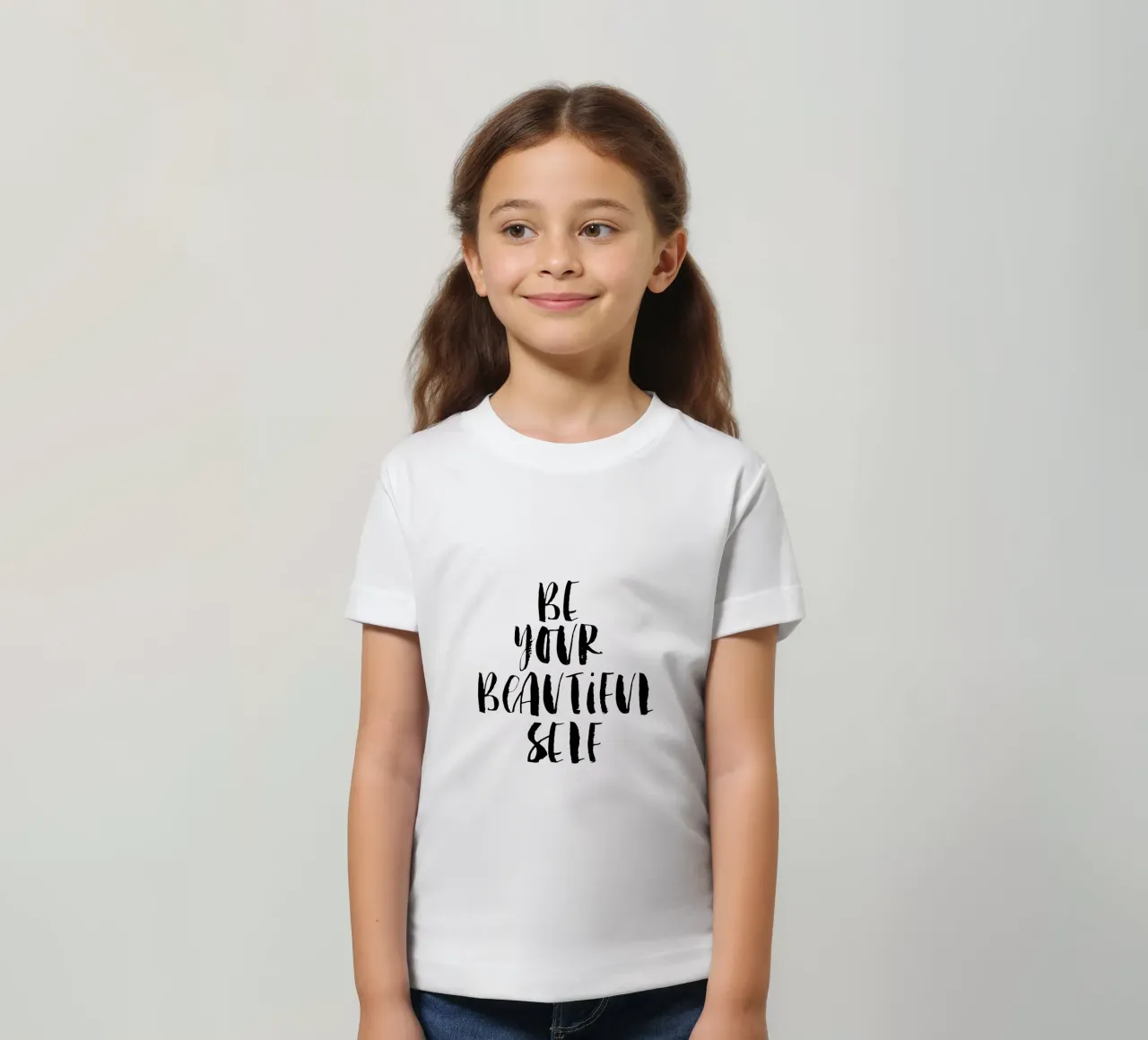 Be Your Beautiful Self Design tipografico in bianco e nero t-shirt bambini da THE MOTIVATED TYPE