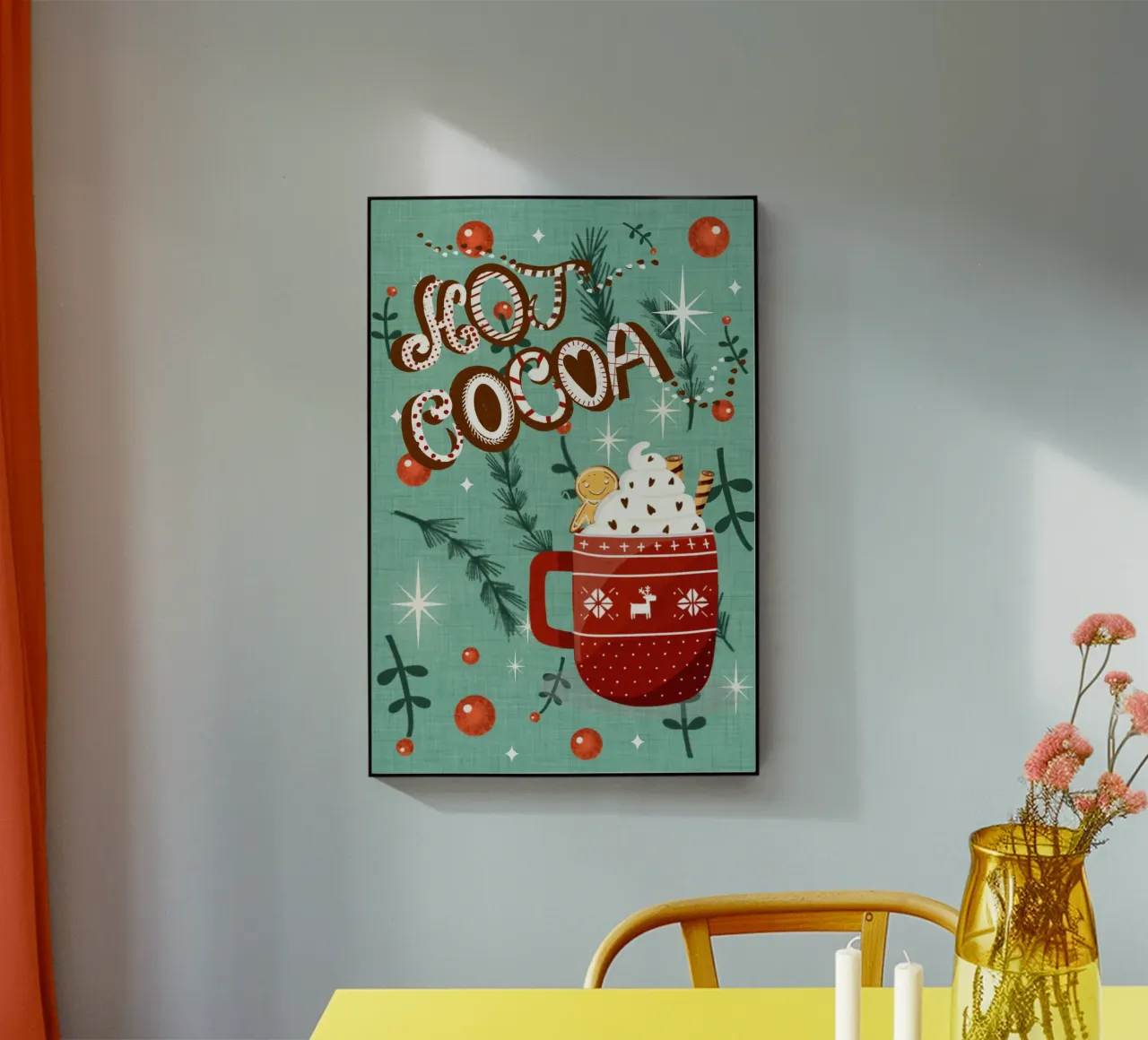 Cacao caldo azzurro con biscotto di pan di zenzero plexiglass da susanacosta