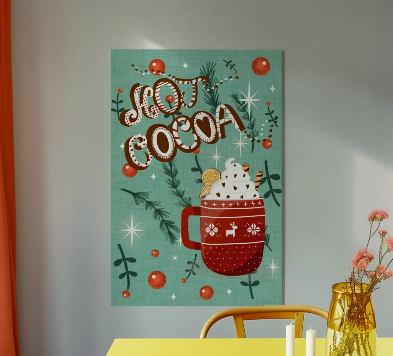 Cacao caldo azzurro con biscotto di pan di zenzero plexiglass da susanacosta