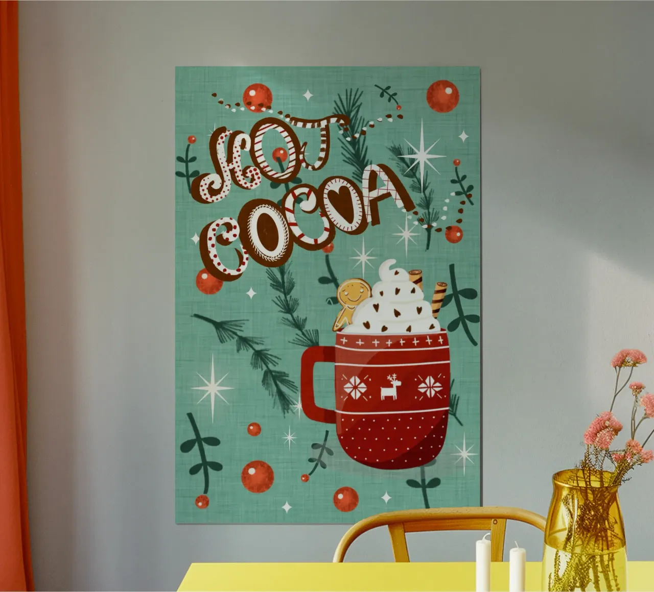 Cacao caldo azzurro con biscotto di pan di zenzero carta hahnemühle da susanacosta