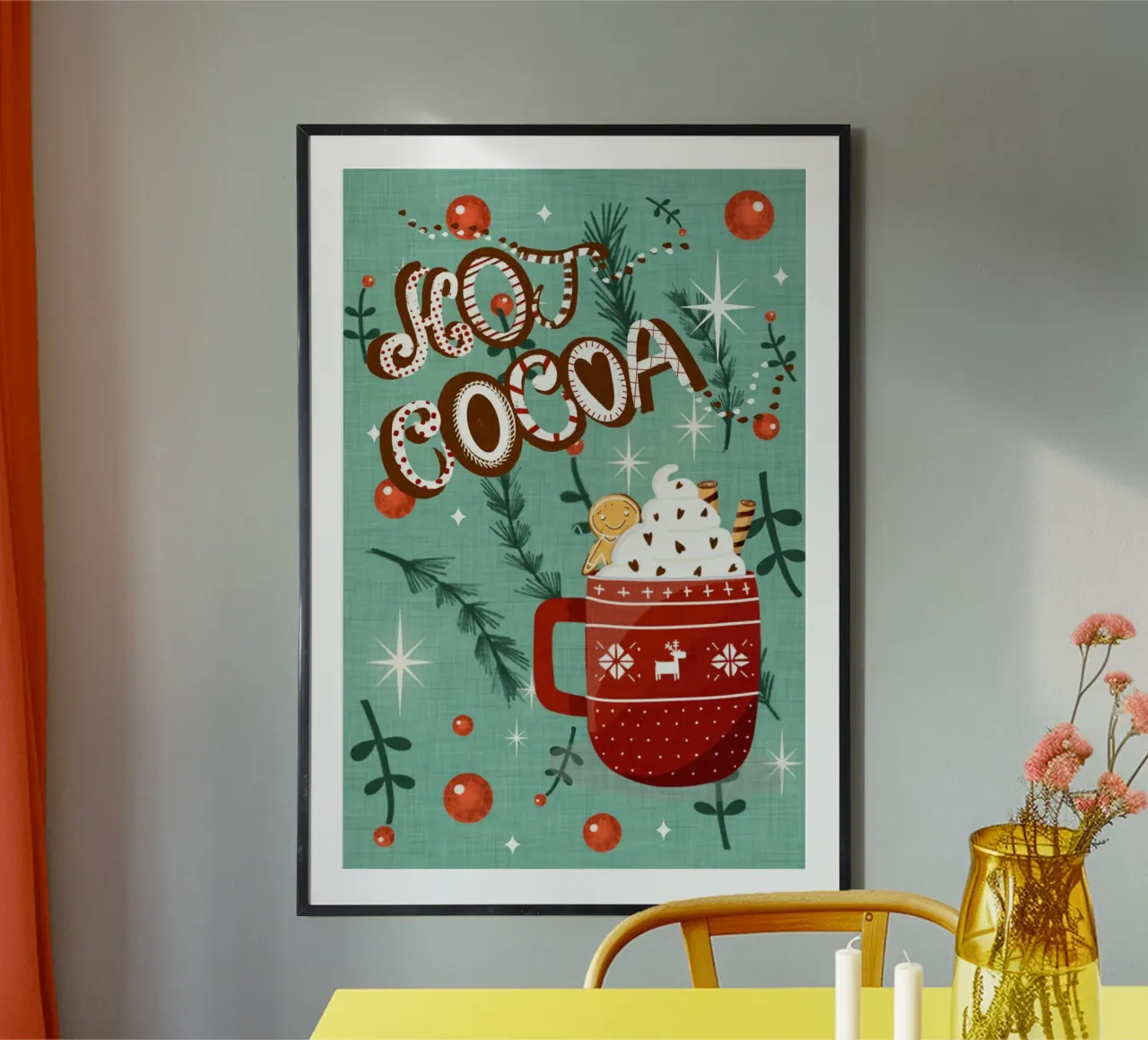 Cacao caldo azzurro con biscotto di pan di zenzero carta hahnemühle da susanacosta