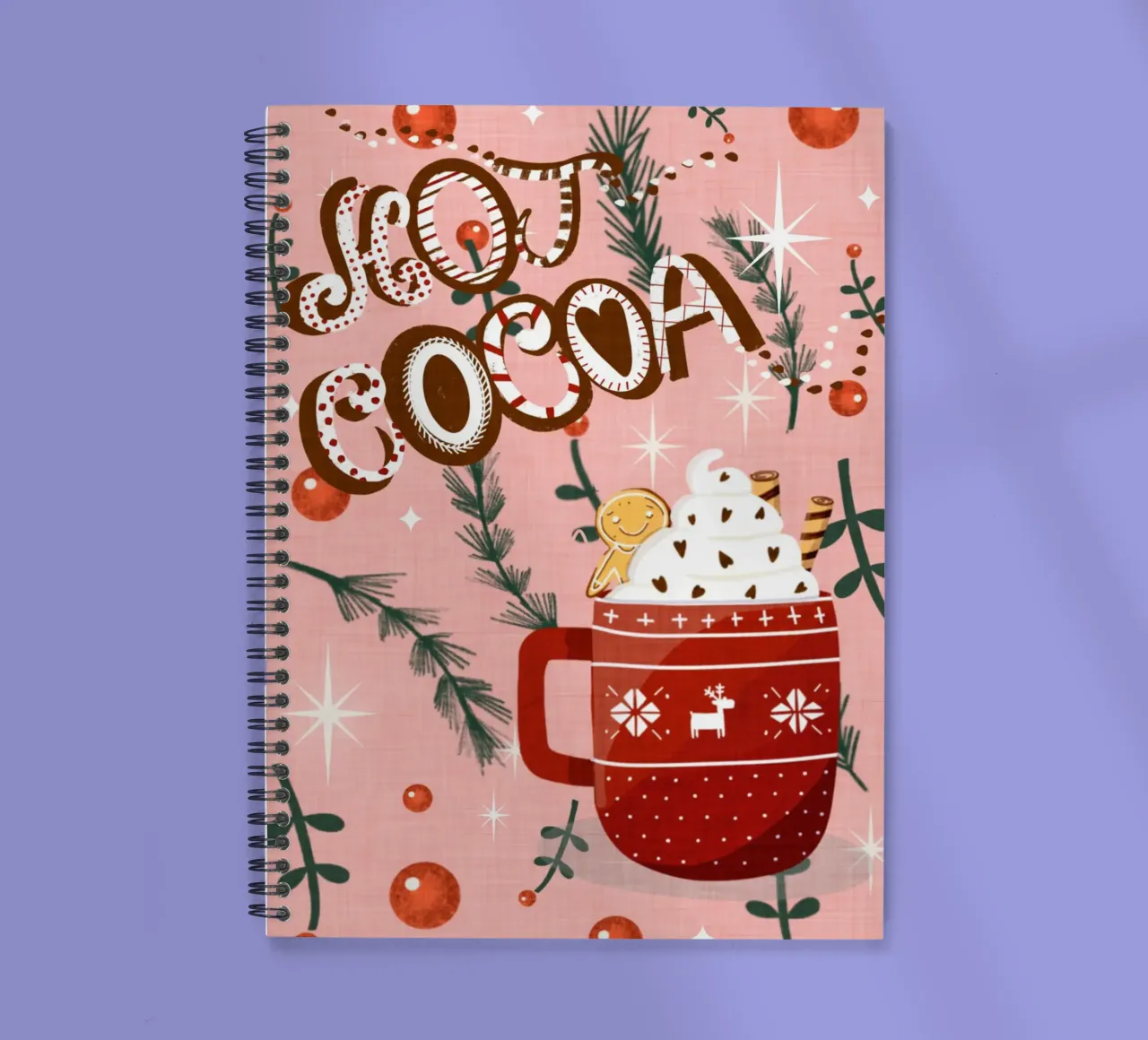 Hot Cocoa Pink with Gingerbread Cookie spiral notebook by susanacosta