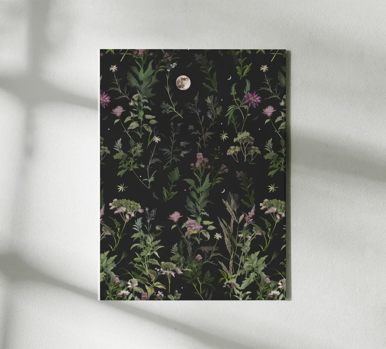 Vintage Botanische Volle Maan Bos Spirituele Tuin Boho canvas met Baklijst van Gentle Echoes Art