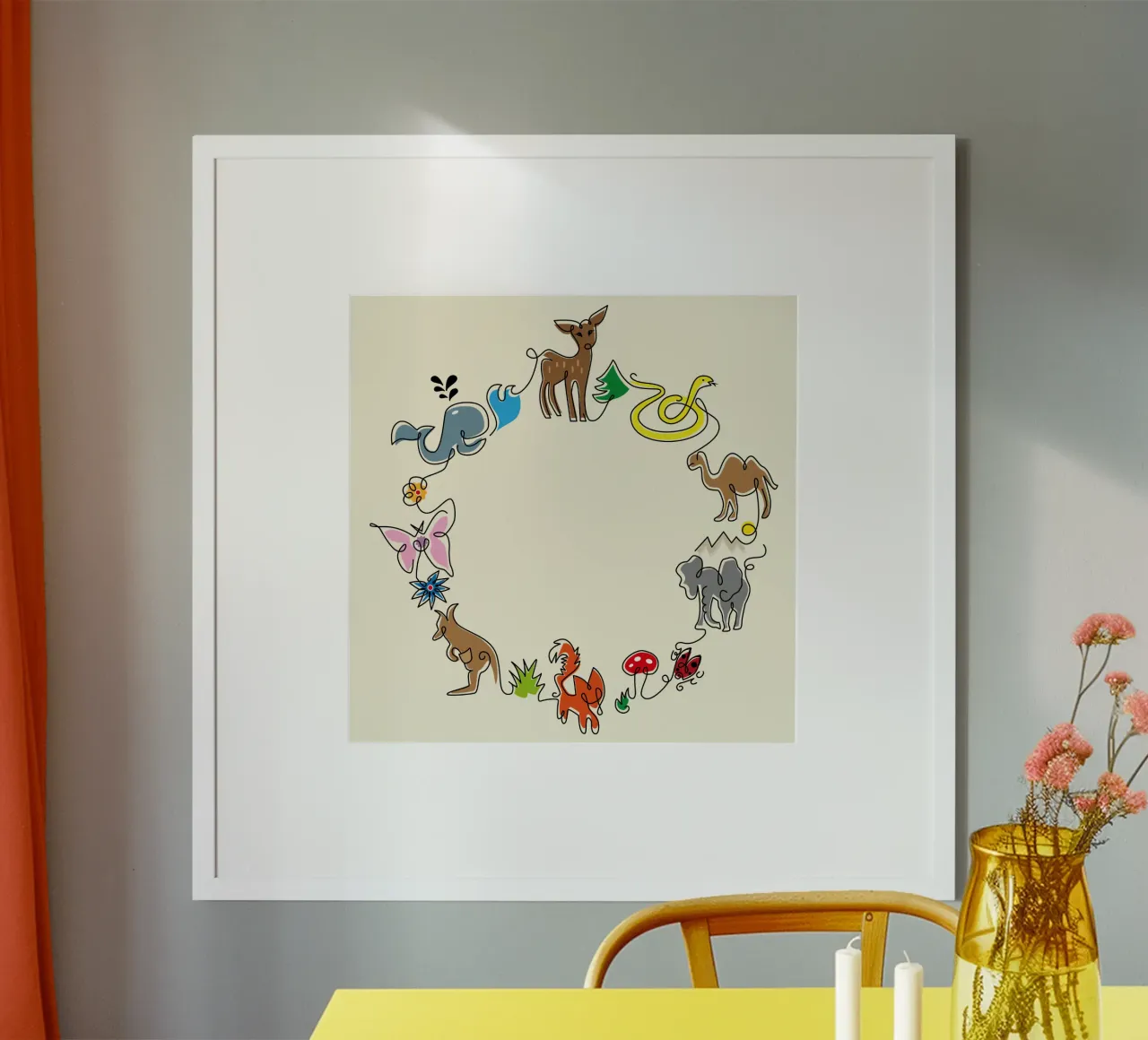 Animals Doodle in a circle poster by DYDesign