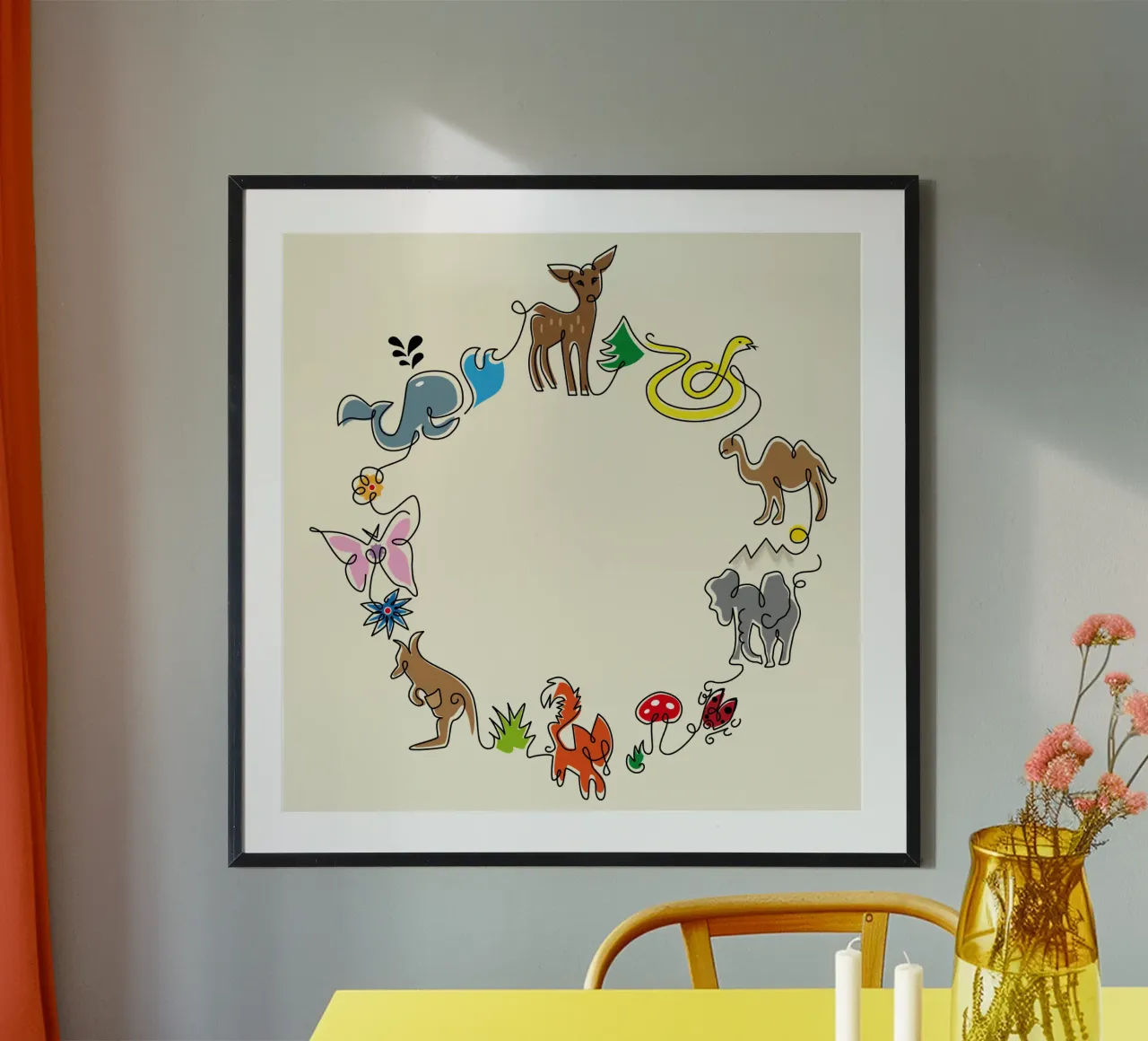 Animals Doodle in a circle poster by DYDesign