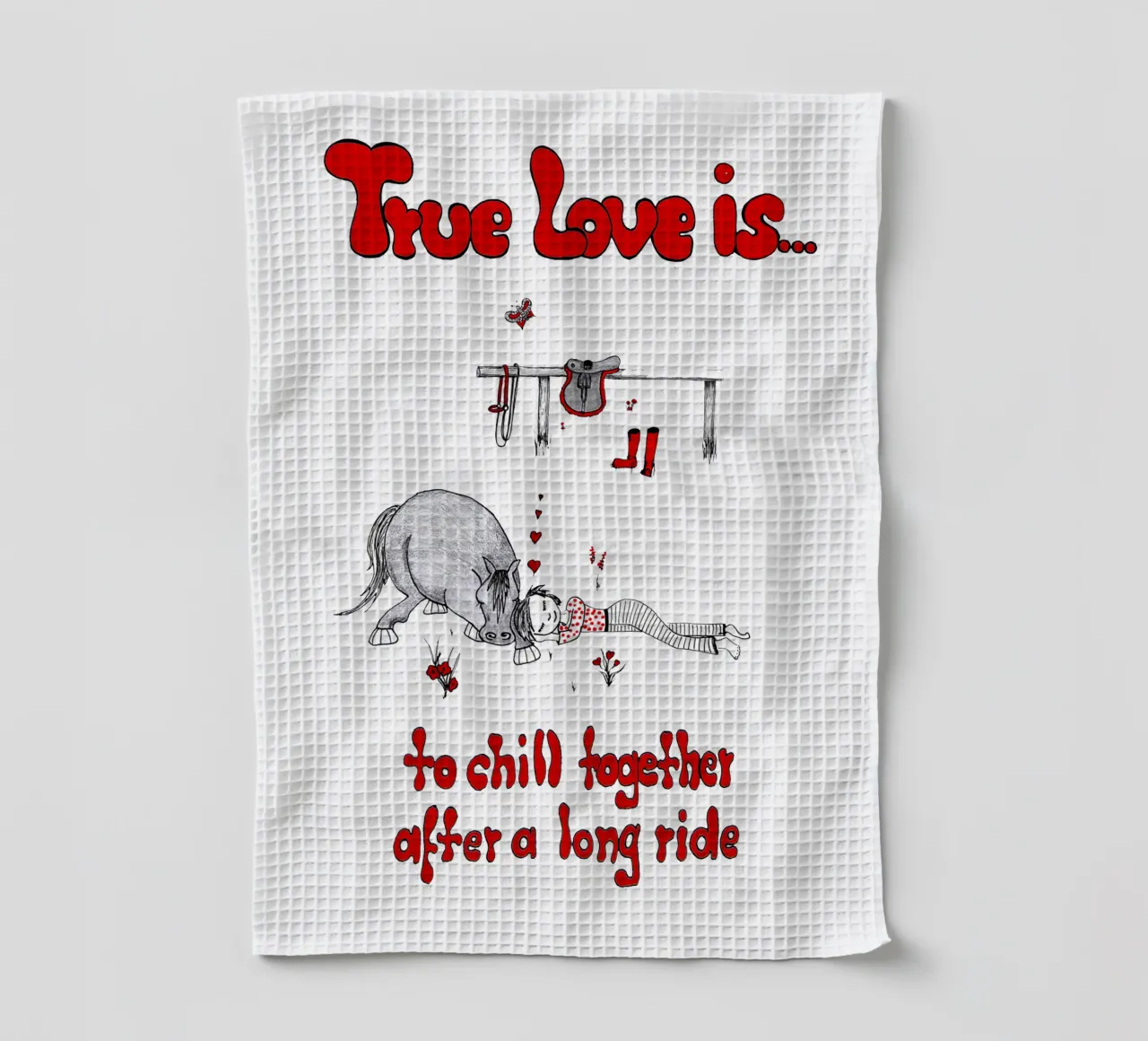True Love is to chill together after a long ride torchon de Pferdemädchen