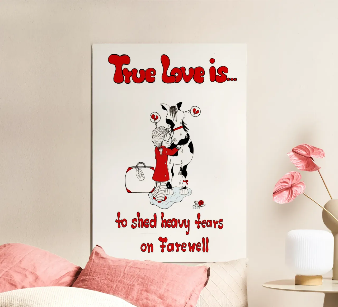 True Love is to shed heavy tears on Farewell poster con telaio in legno da Pferdemädchen