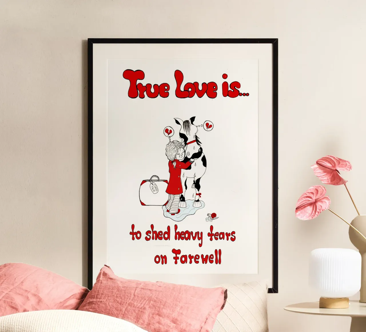 True Love is to shed heavy tears on Farewell poster con telaio in legno da Pferdemädchen
