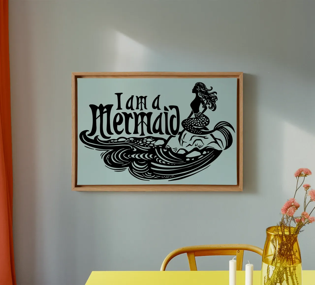 Zeemeermin vintage look canvas met Baklijst van DYDesign