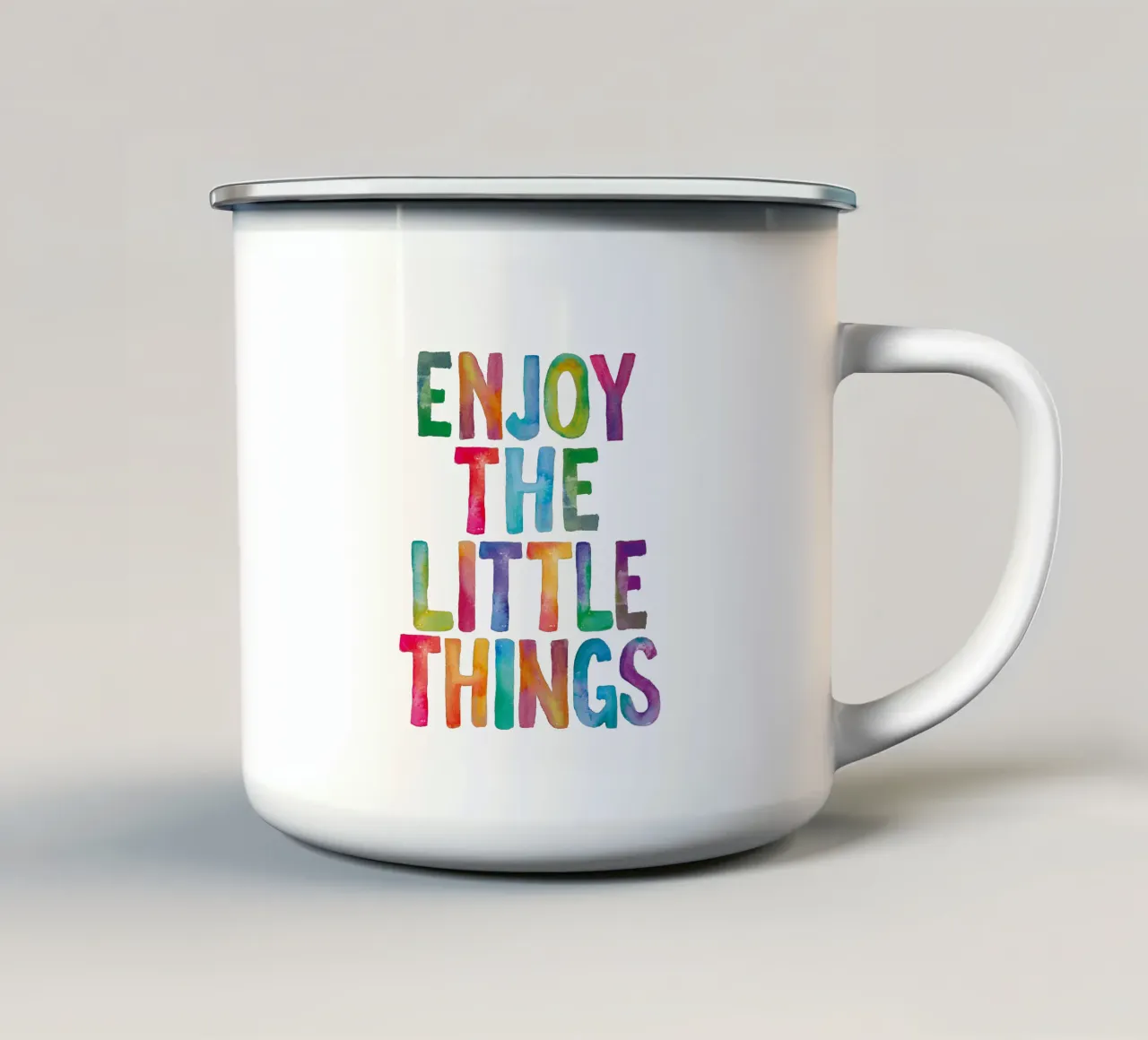 Godetevi le piccole cose tazza in smalto da THE MOTIVATED TYPE