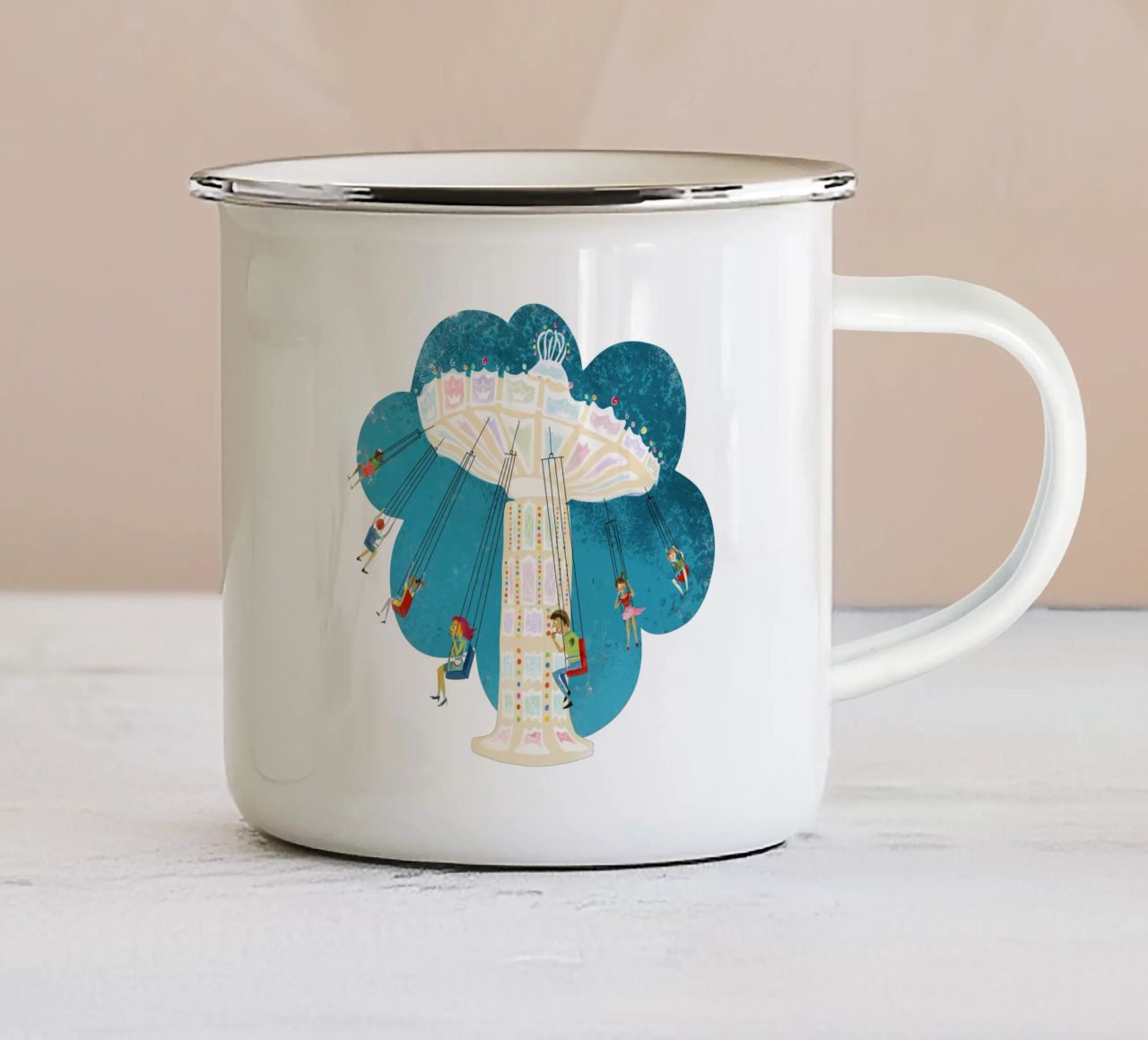 Giostra a catena retrò tazza in smalto da DYDesign