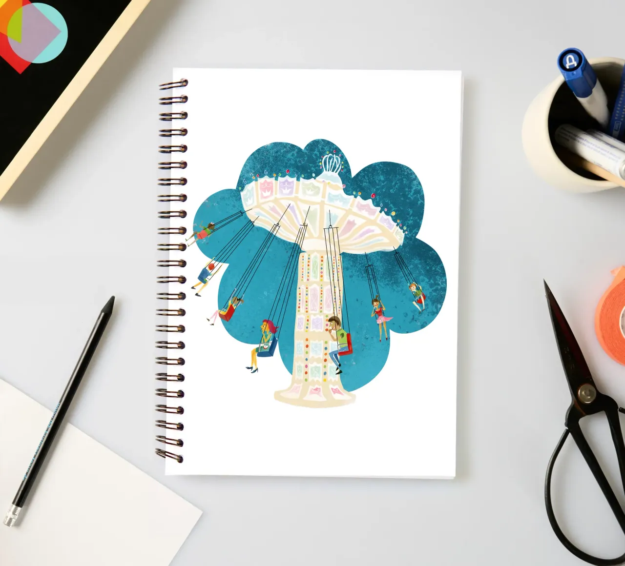 Retro chain carousel spiral notebook by DYDesign