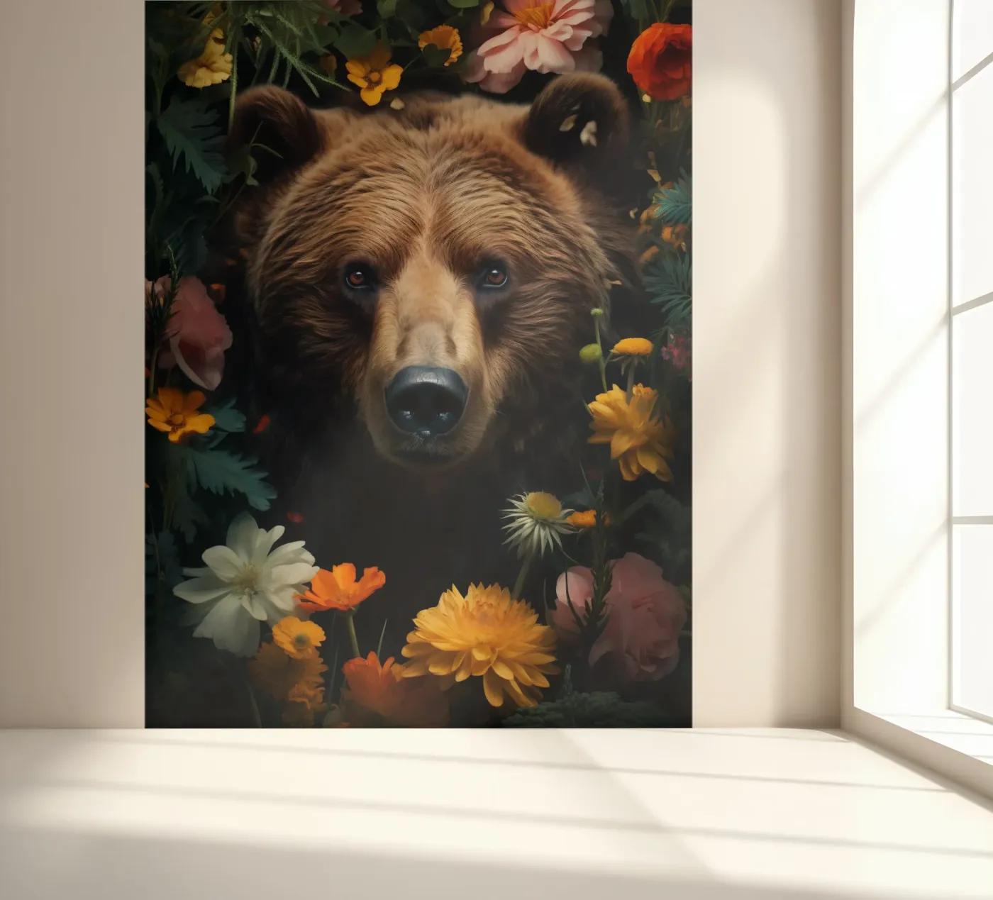 Bear Flowers fotobehang van Mateo
