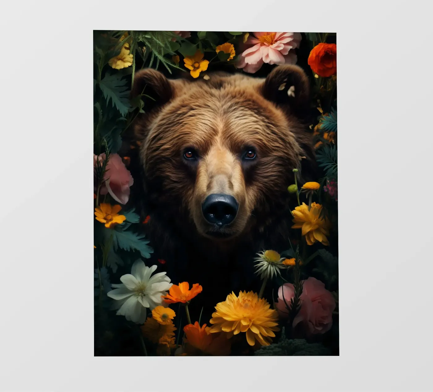 Bear Flowers fotobehang van Mateo