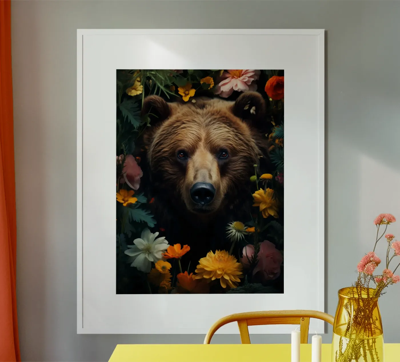 Bear Flowers poster van Mateo