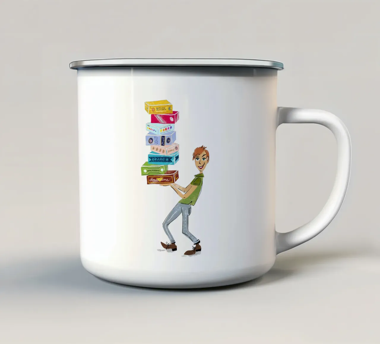 Board game fan - Board game player enamel mug by DYDesign