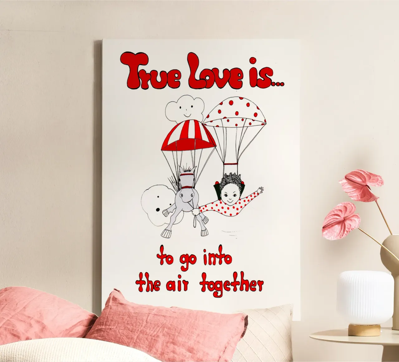 True Love is to go in the air together tela con Cornice a cassetta da Pferdemädchen