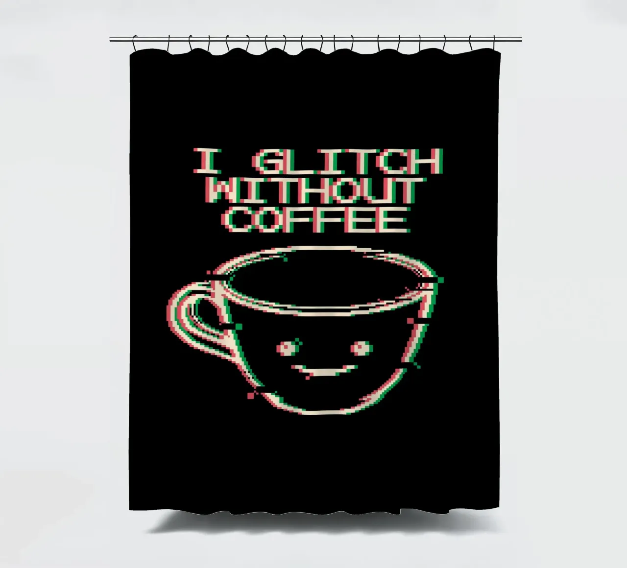 Glich Without Coffee shower curtain by Tobe Fonseca