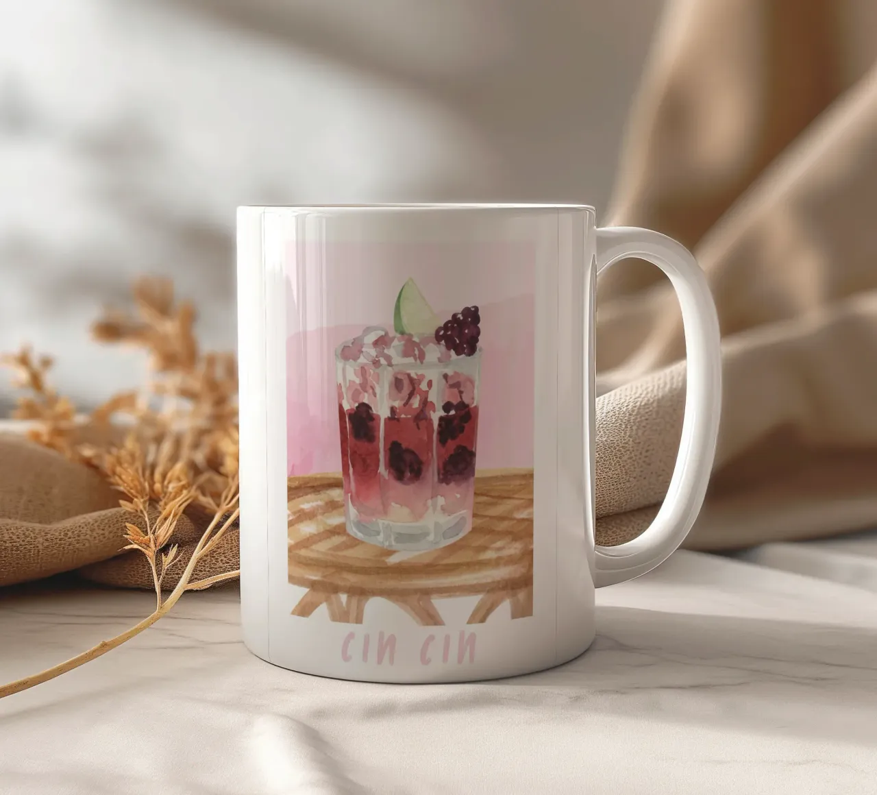 Cin Cin Cocktail Print ceramic mug by TheCocktailClub