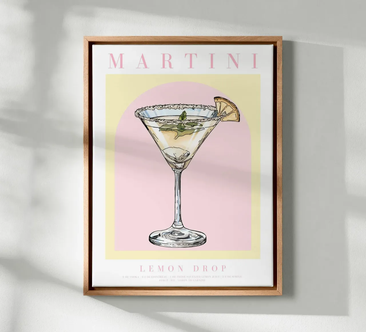 Martini Cocktail Print tela con Cornice a cassetta da TheCocktailClub