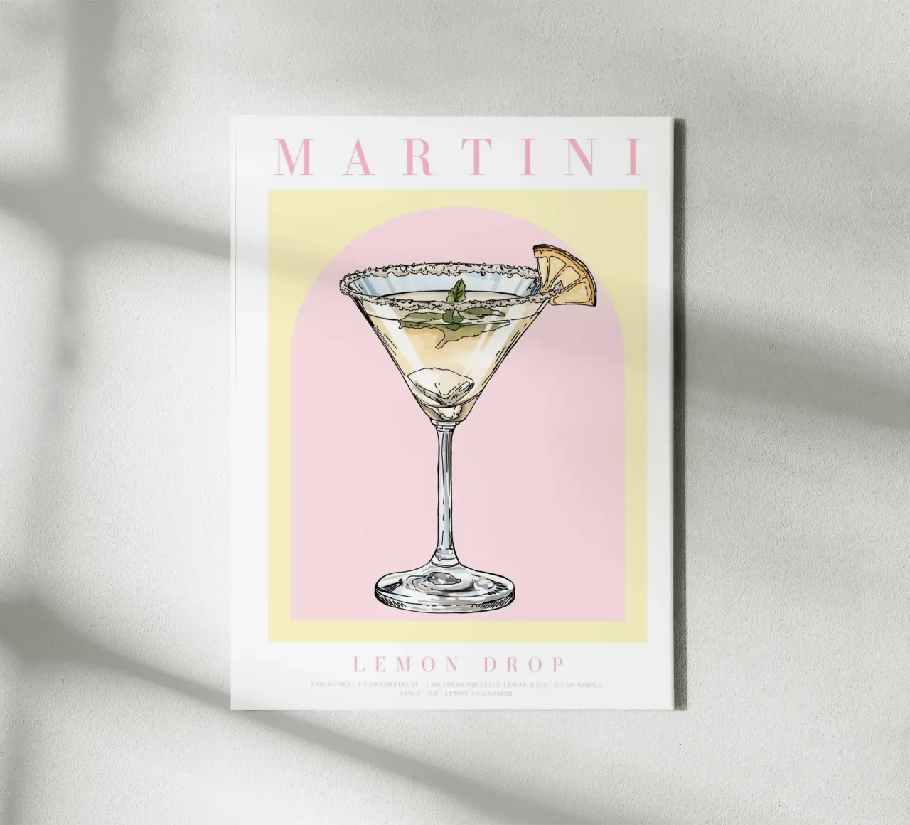 Martini Cocktail Print tela con Cornice a cassetta da TheCocktailClub