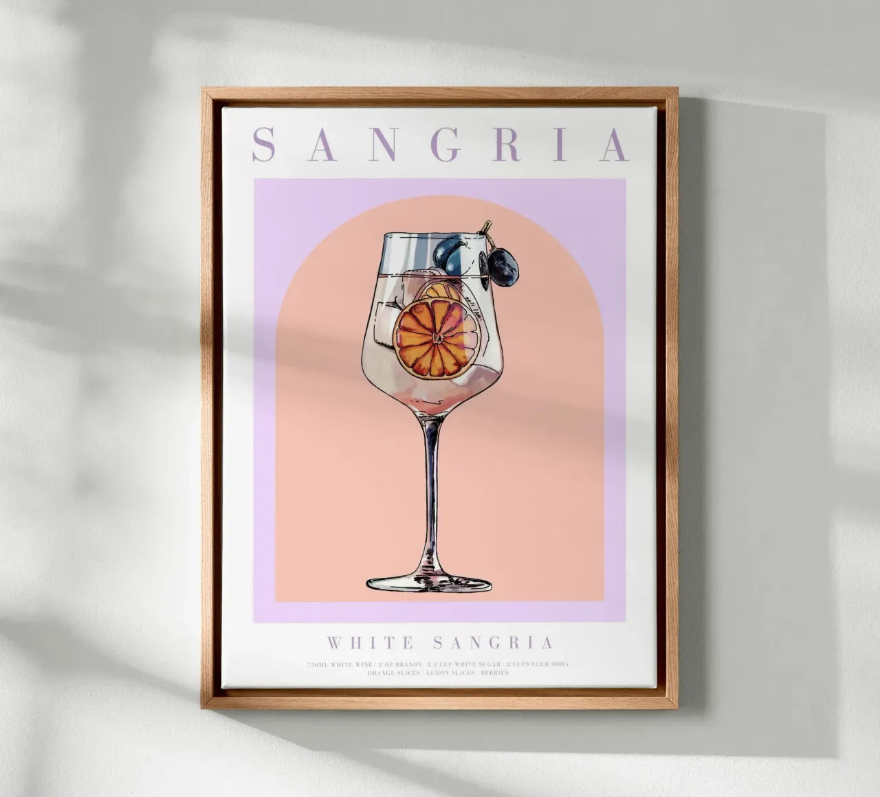 Ilustración de un cóctel de sangría lienzo con Marco flotante de TheCocktailClub