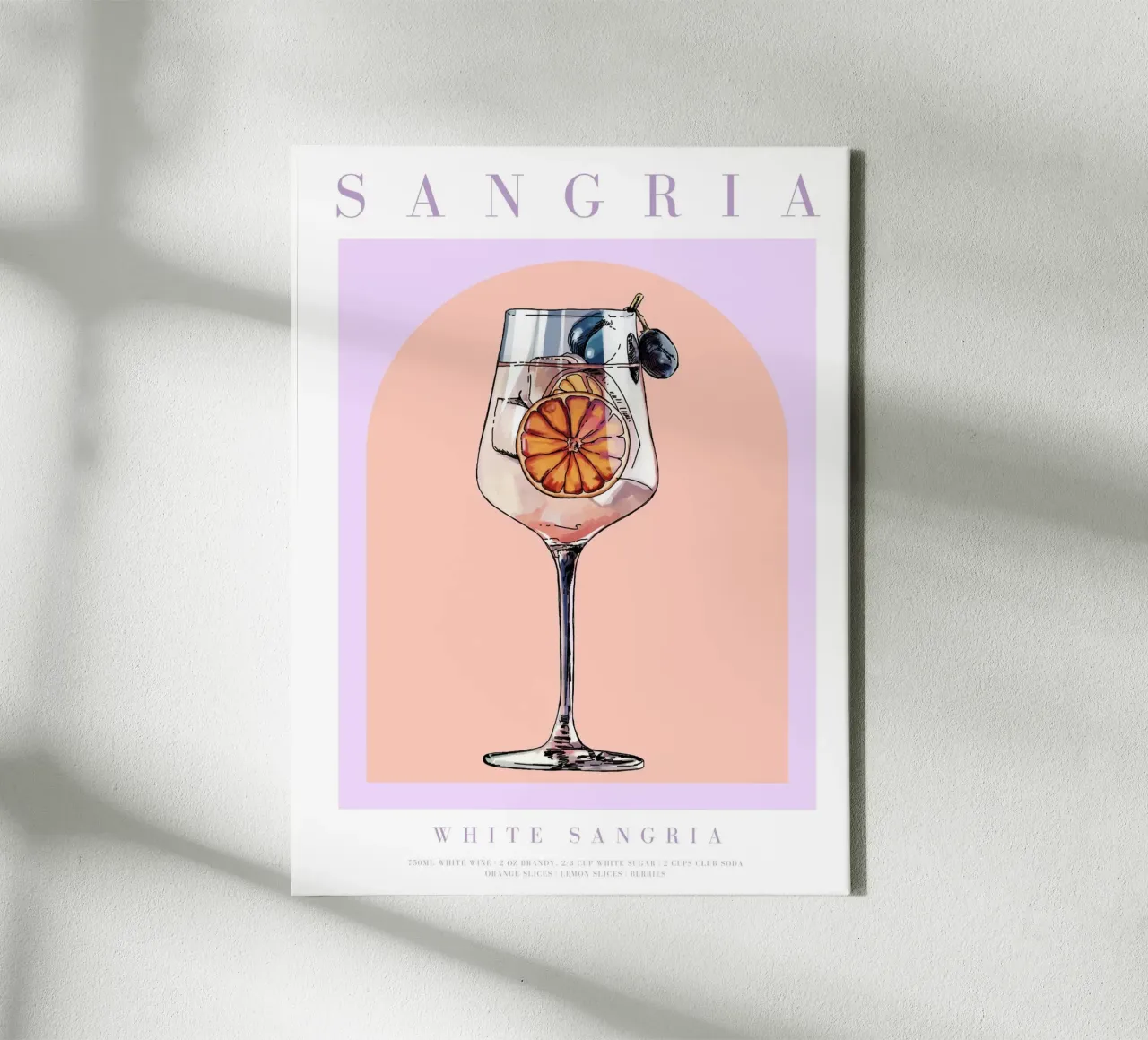 Ilustración de un cóctel de sangría lienzo con Marco flotante de TheCocktailClub