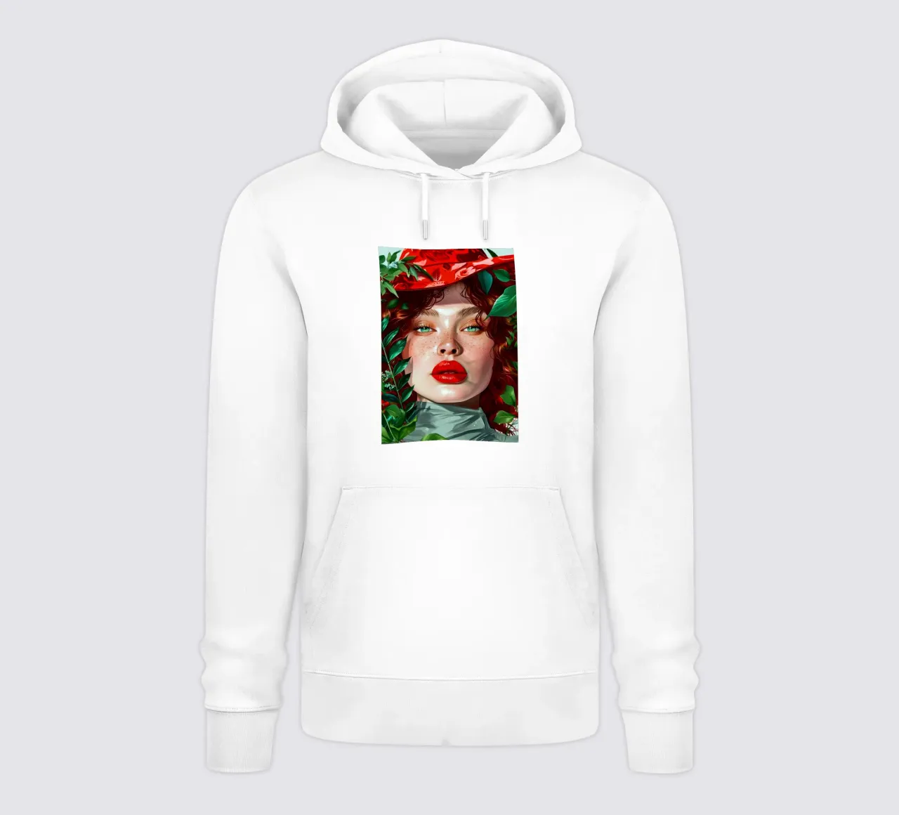 donna con occhi verdi felpa con cappuccio da Justyna Jaszke JBJart
