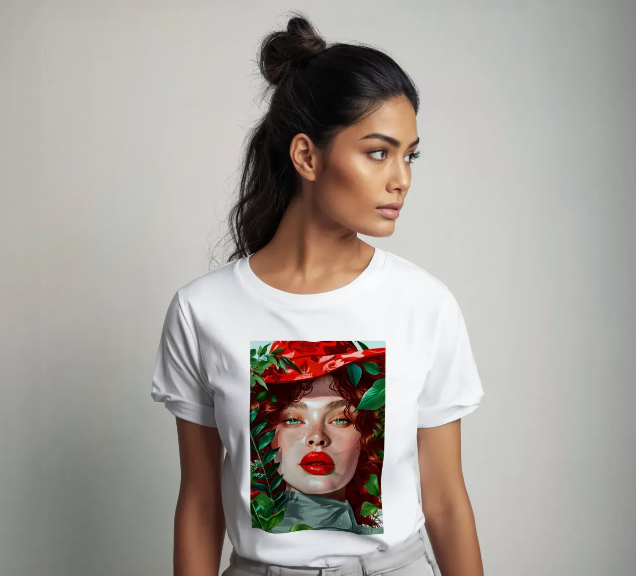 donna con occhi verdi t-shirt da Justyna Jaszke JBJart