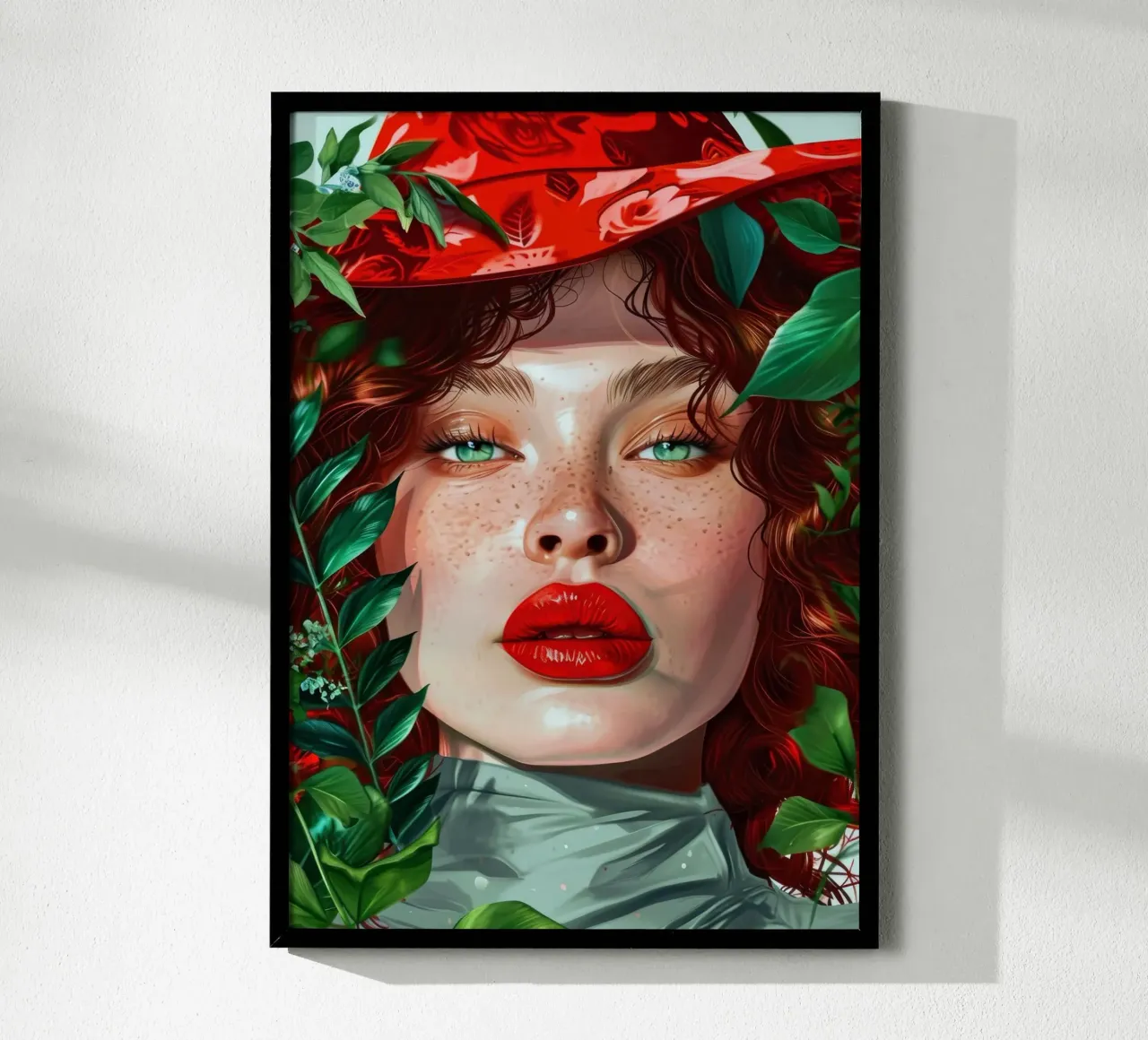 donna con occhi verdi poster con telaio in alluminio da Justyna Jaszke JBJart