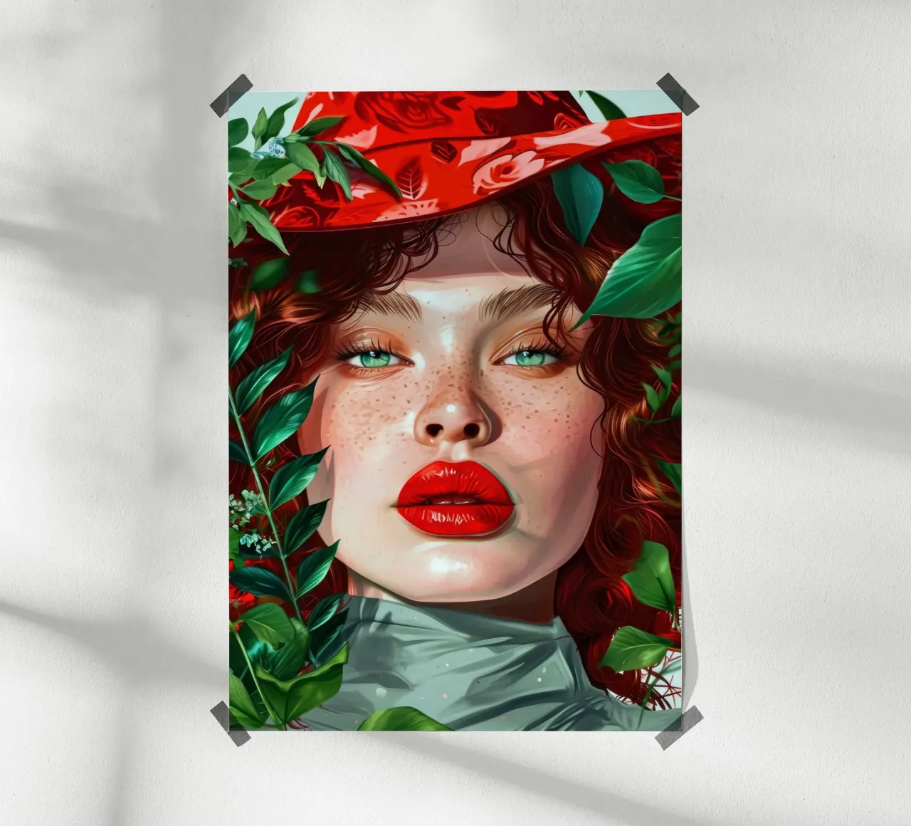 donna con occhi verdi poster con telaio in alluminio da Justyna Jaszke JBJart
