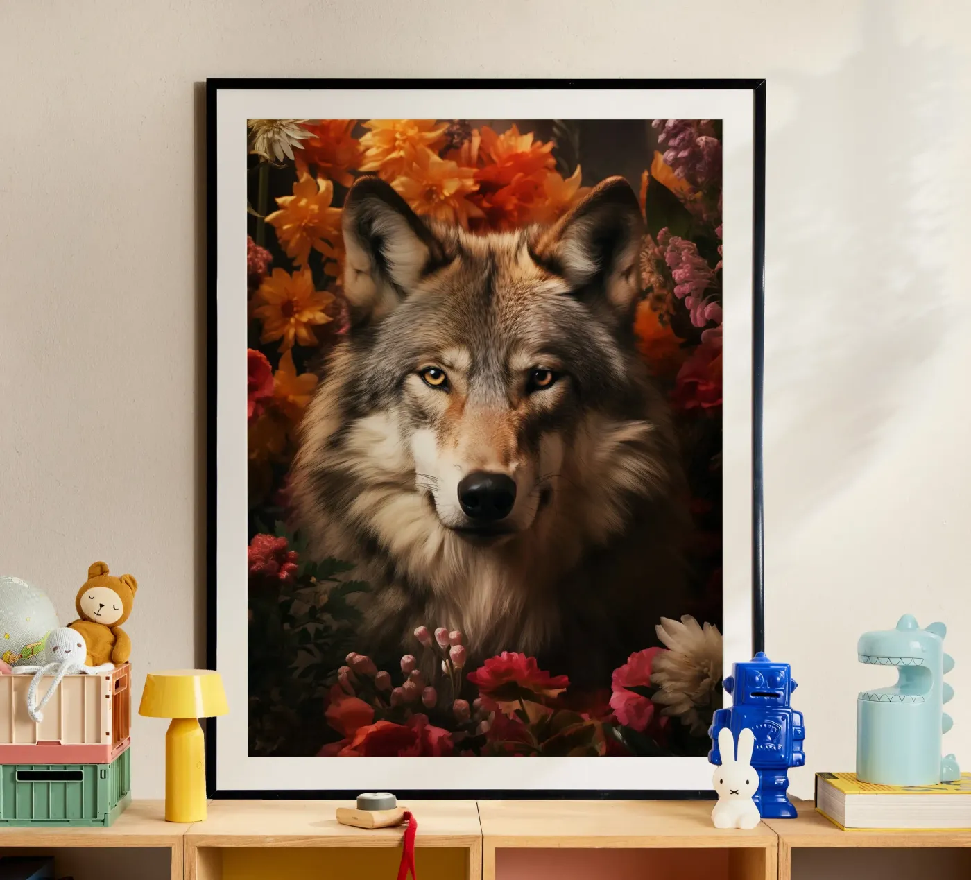 Wolf Flowers 4 poster da Mateo