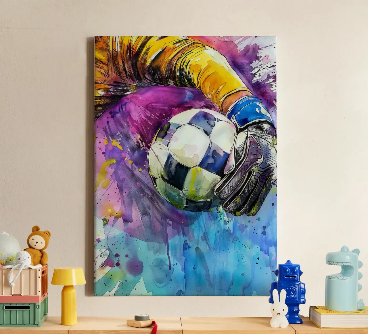 Goalkeeper Soccer player sport art canvas with Floater frame by Justyna Jaszke JBJart