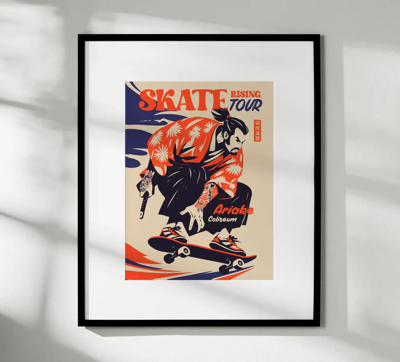 Skate samurai poster con telaio in alluminio da 2toastdesign