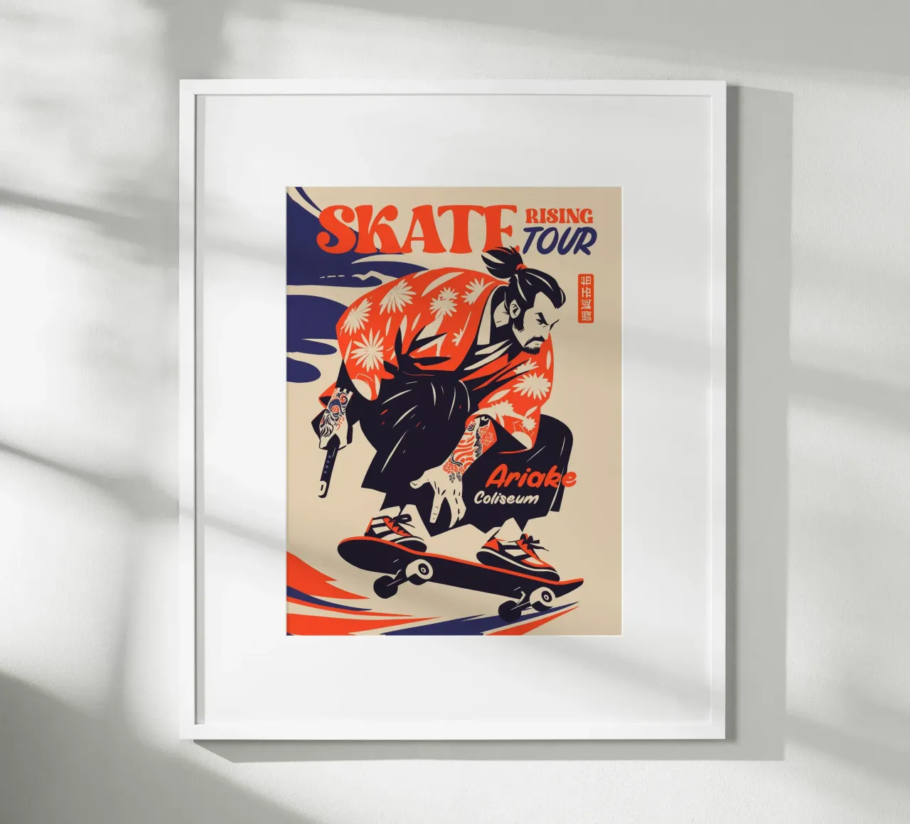 Skate samurai poster con telaio in alluminio da 2toastdesign
