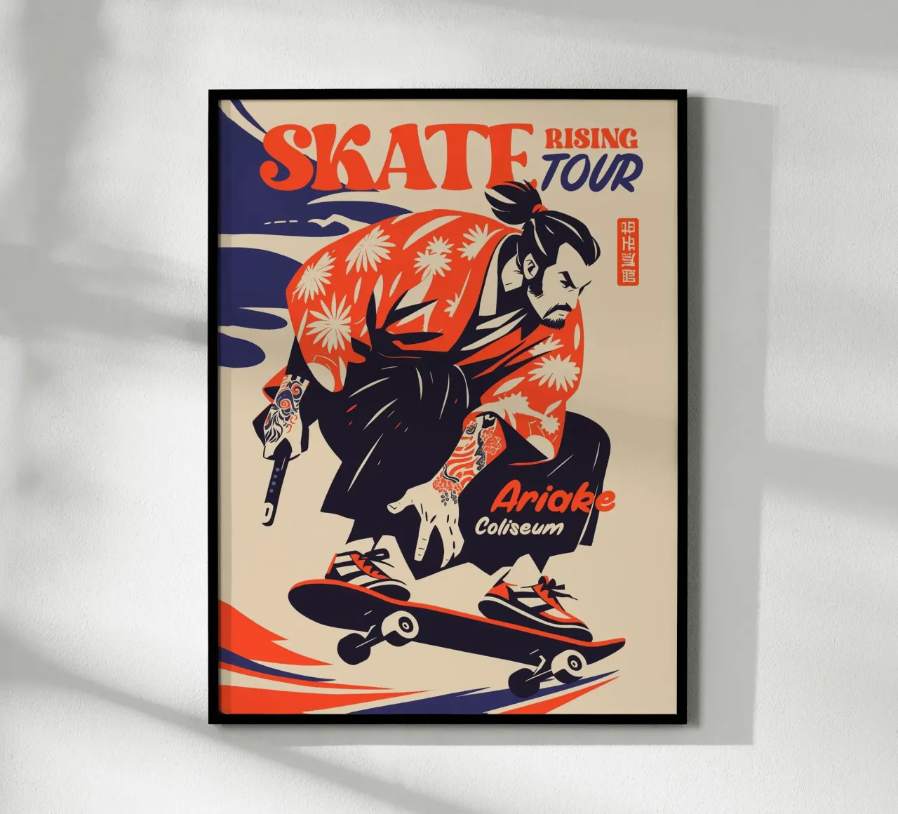 Skate samurai poster con telaio in alluminio da 2toastdesign