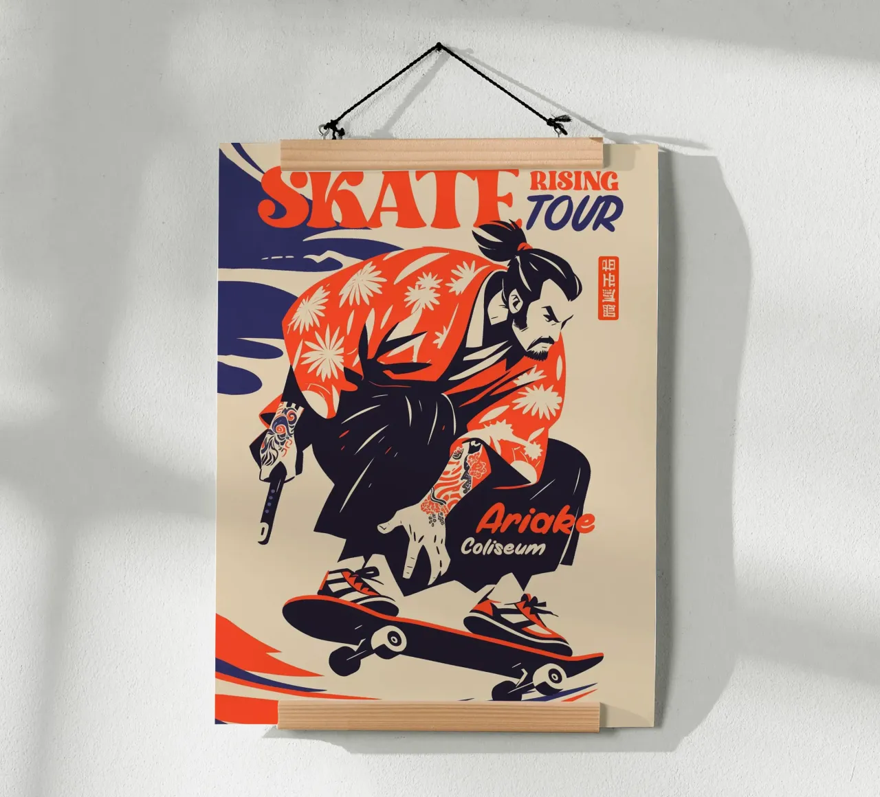 Skate samurai poster con telaio in alluminio da 2toastdesign