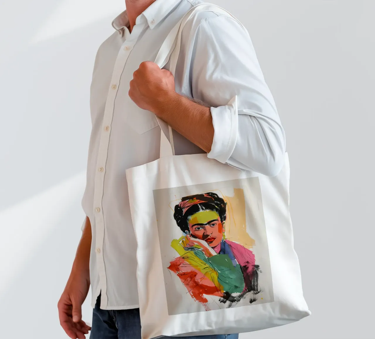 Kreative Popart Kahlo Jutebeutel von Carinaprint
