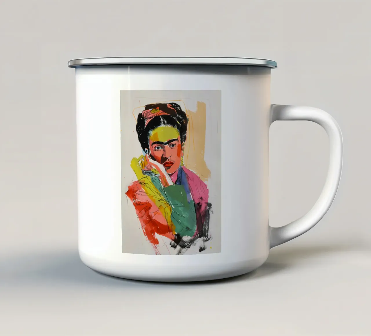 Kahlo popart creativa tazza in smalto da Carinaprint