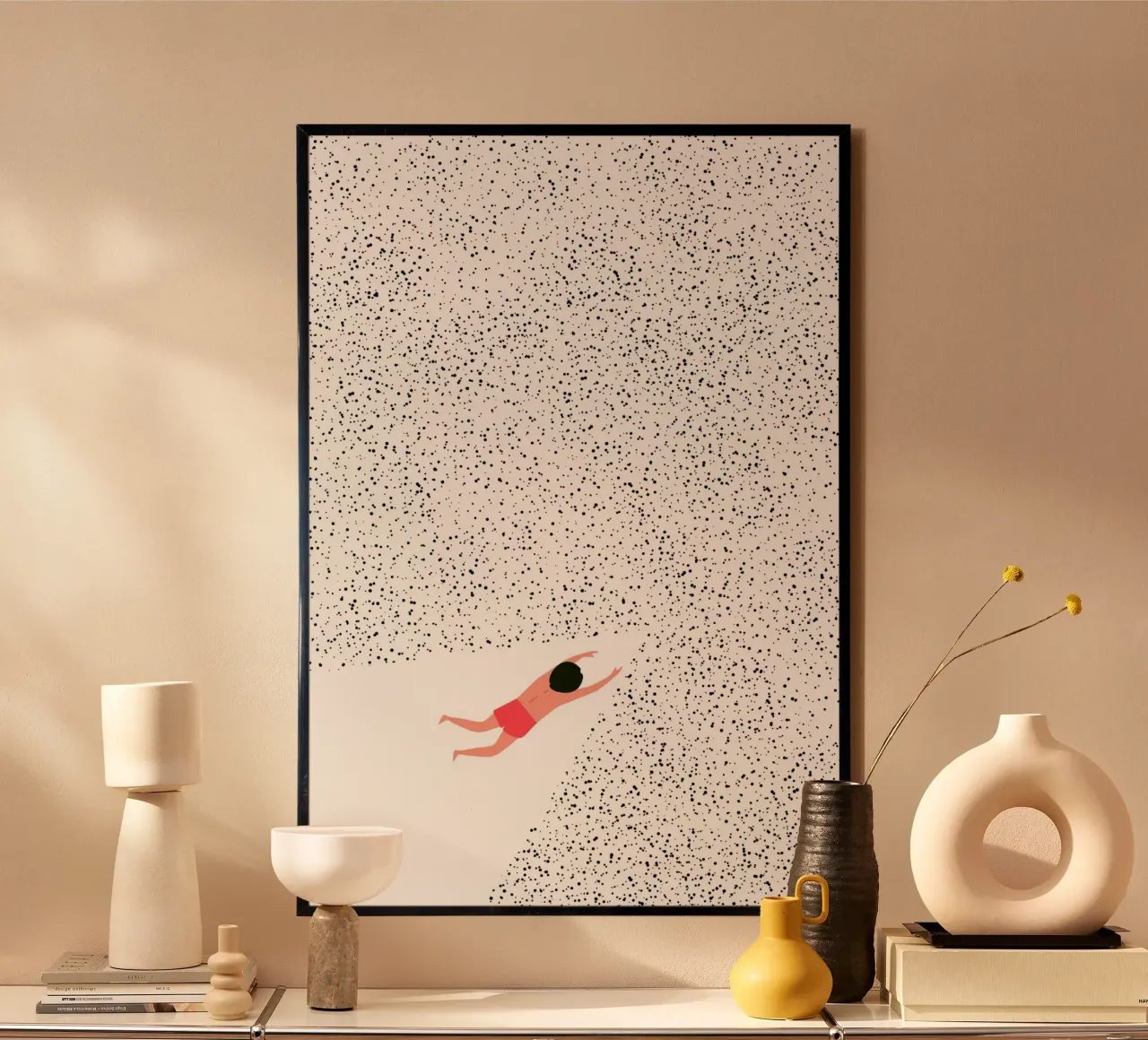 Swimming poster con telaio in legno da NORDLICHT DESIGNS