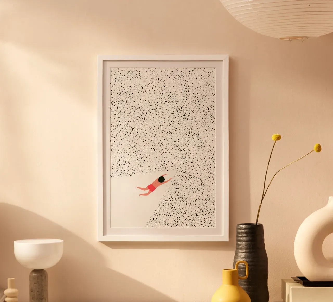 Swimming poster con telaio in legno da NORDLICHT DESIGNS