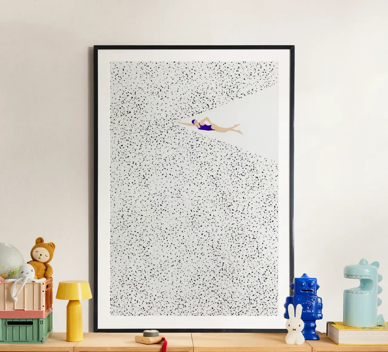 Swimming poster con telaio in legno da NORDLICHT DESIGNS