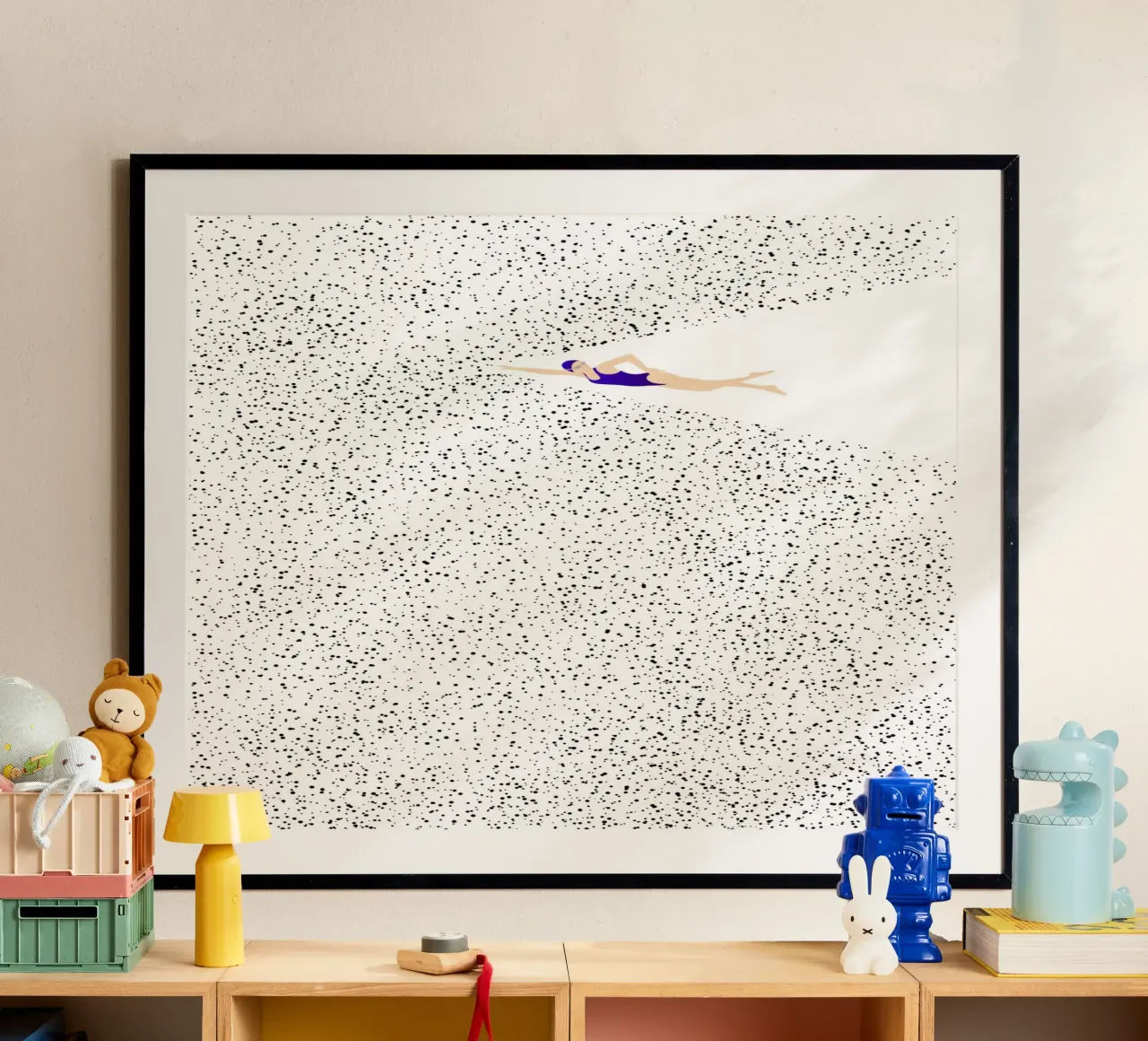 Swimming poster con telaio in legno da NORDLICHT DESIGNS