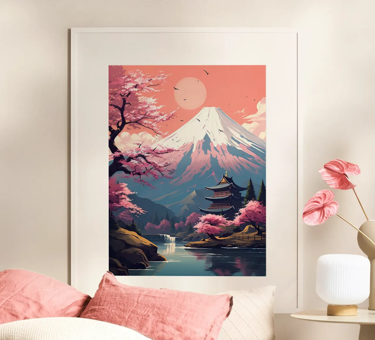 Fuji landscape poster con telaio in legno da 2toastdesign