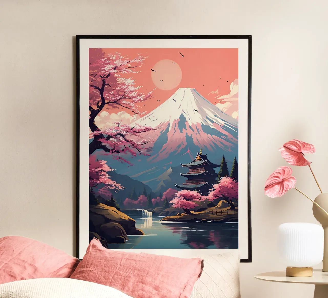 Fuji landscape poster con telaio in legno da 2toastdesign