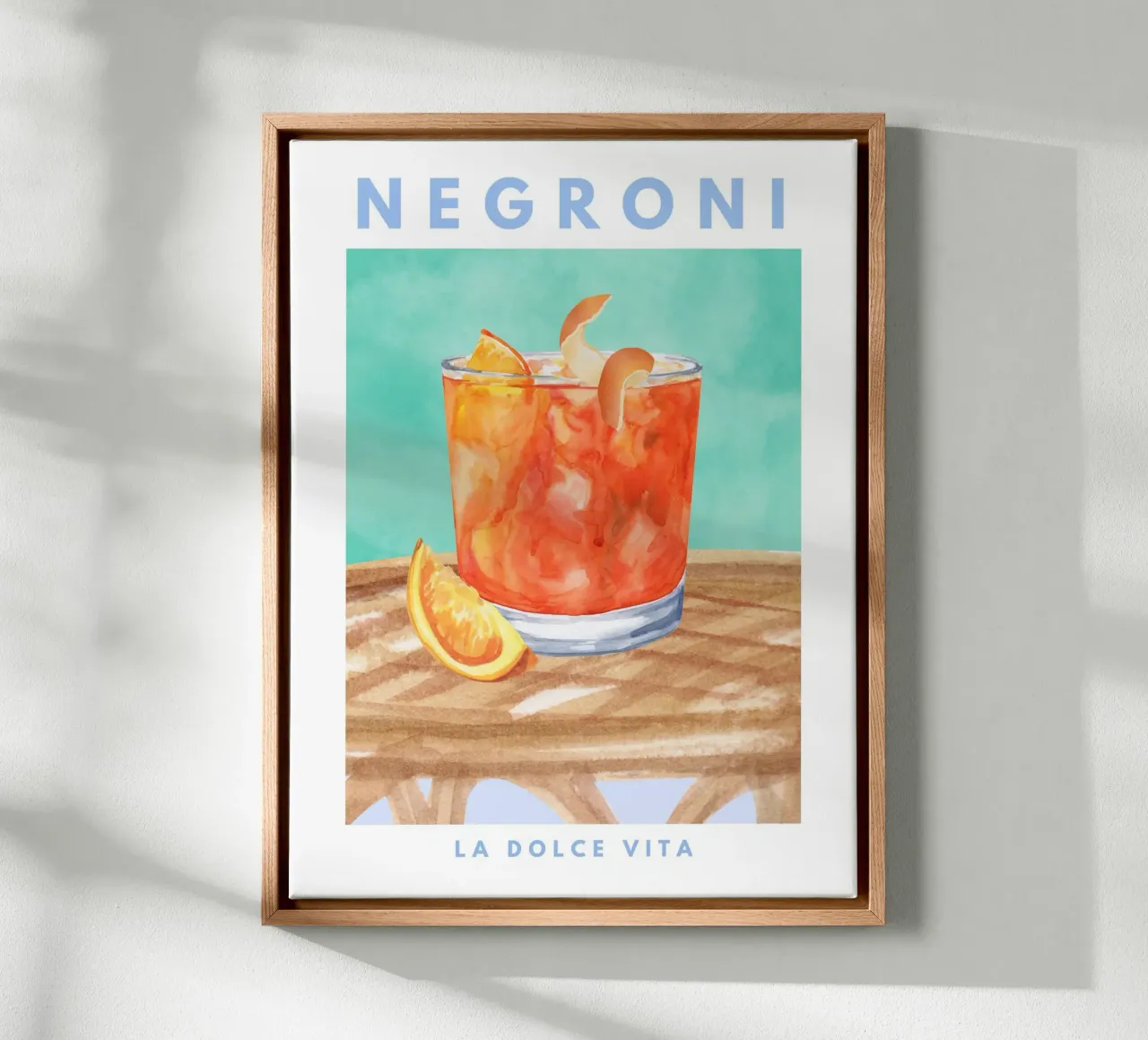 Negron iIllustrazione tela con Cornice a cassetta da TheCocktailClub