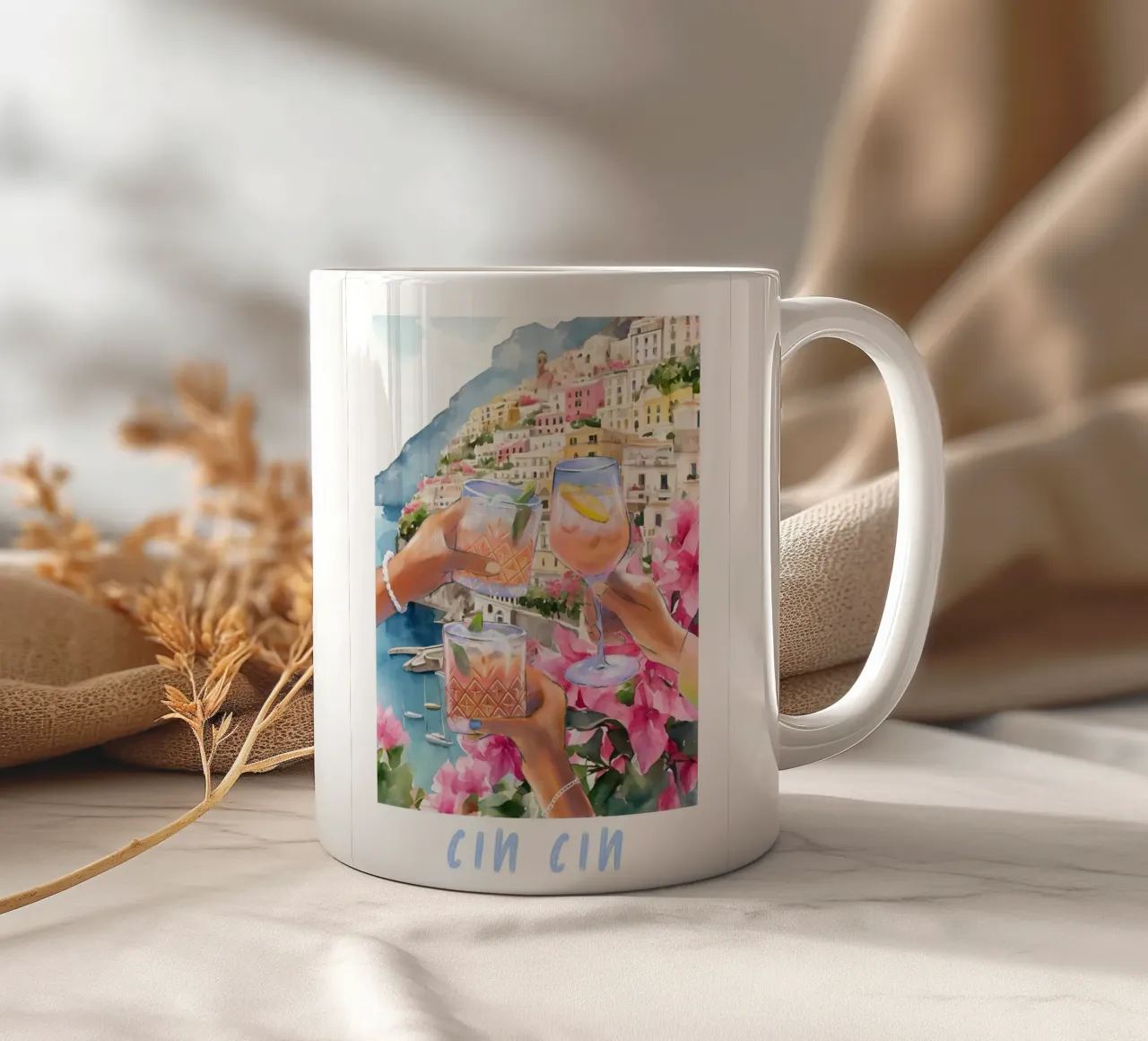 Cin Cin Cheers Cocktail Print mug en céramique de TheCocktailClub